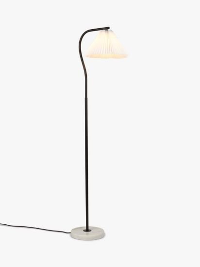 Marble Pleat Floor Lamp, Matt Black