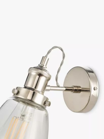Revival Wall Light, Clear/Polished Nickel